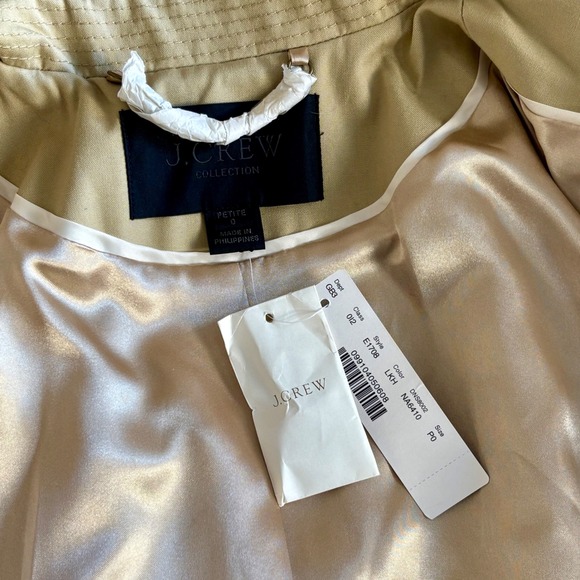 New w/ tags - J Crew Collection Icon Trench Coat | Petite 0 | Light Khaki E1708 - Picture 11 of 13
